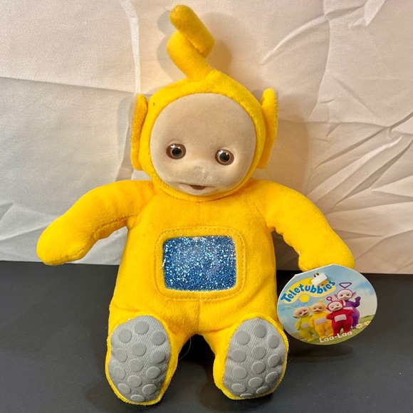 Eden Other - Eden 8 inch Teletubbies Laa-Laa Plush Kids Yellow New Blue Glitter Tummy 1998